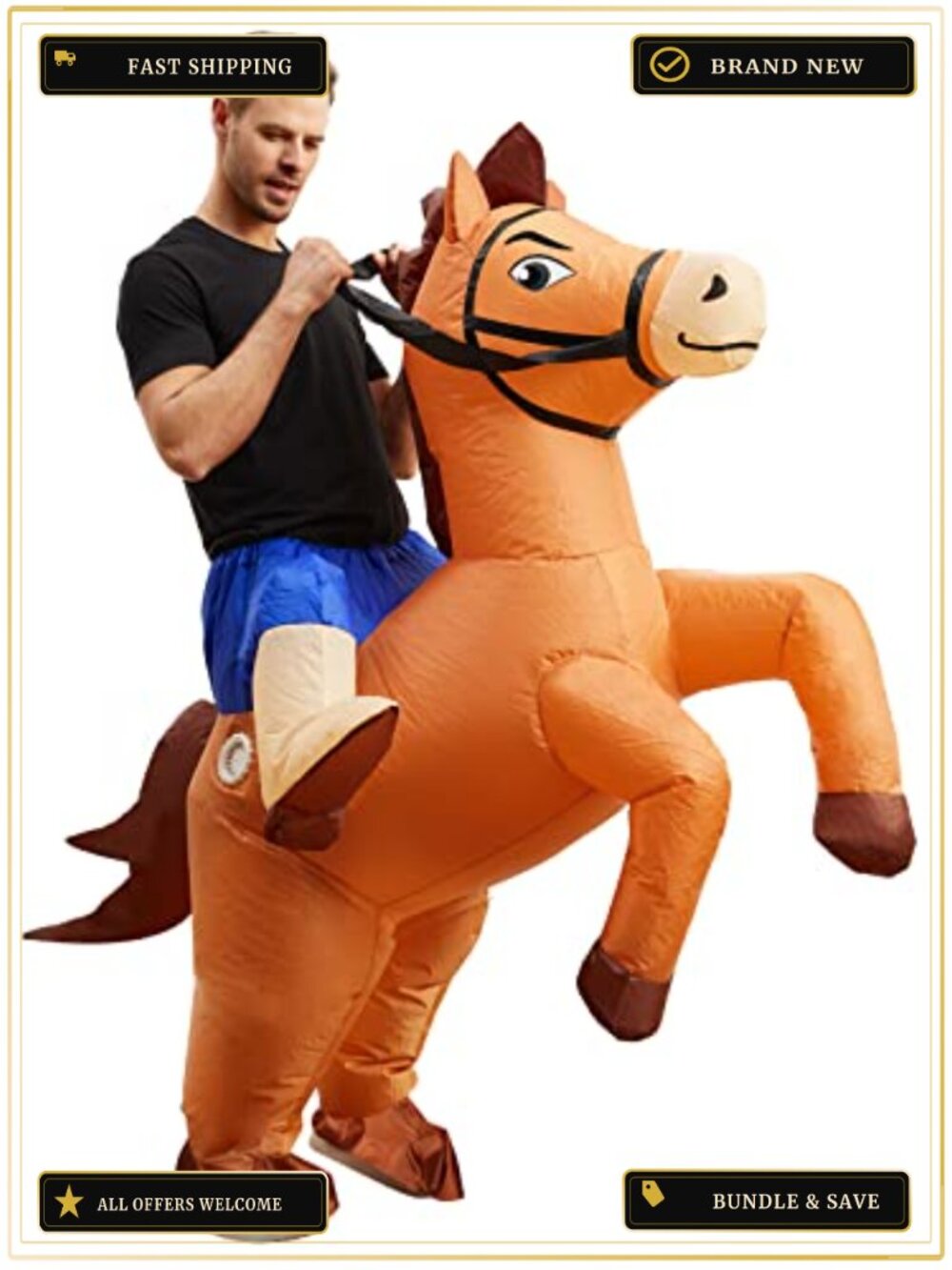 Adult Inflatable Horse Costume 100% Polyester Blow Up Party